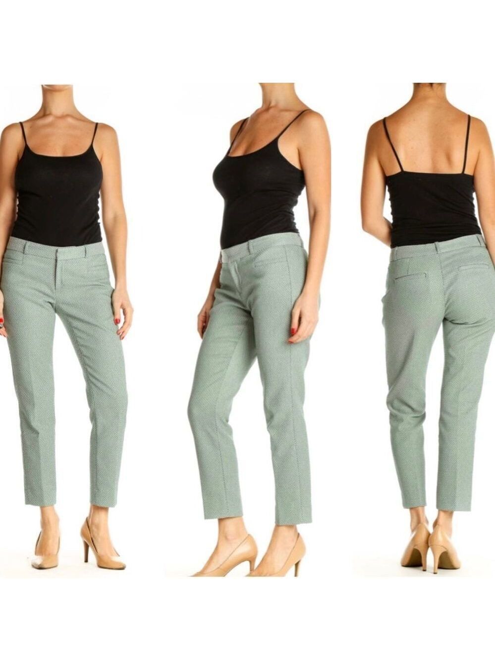 BANANA Republic green printed textured Sloan pants Sz 6P
